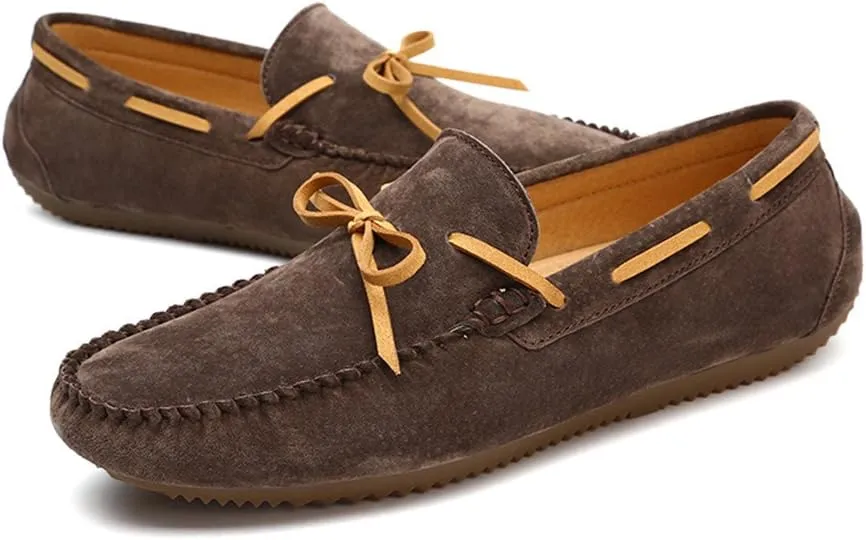 Comodish Men's Drive Loafers for Casual Leather Frosted with Breathable Flat Soles Boat Moccasins