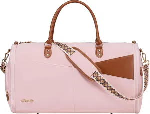 Convertible Garment Duffle Bag for Travel, Carry On Garment Bag for Women, 2 in 1 Travel Garment Bag with Shoe Compartment, Foldable Suit Travel Bag for Hanging Clothes, Pink