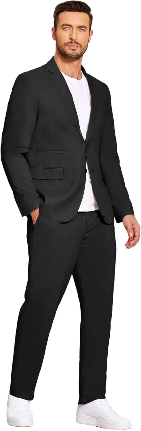 COOFANDY Men's 2 Piece Linen Suits Set Regular Fit Casual Lightweight Blazer Jacket and Pants