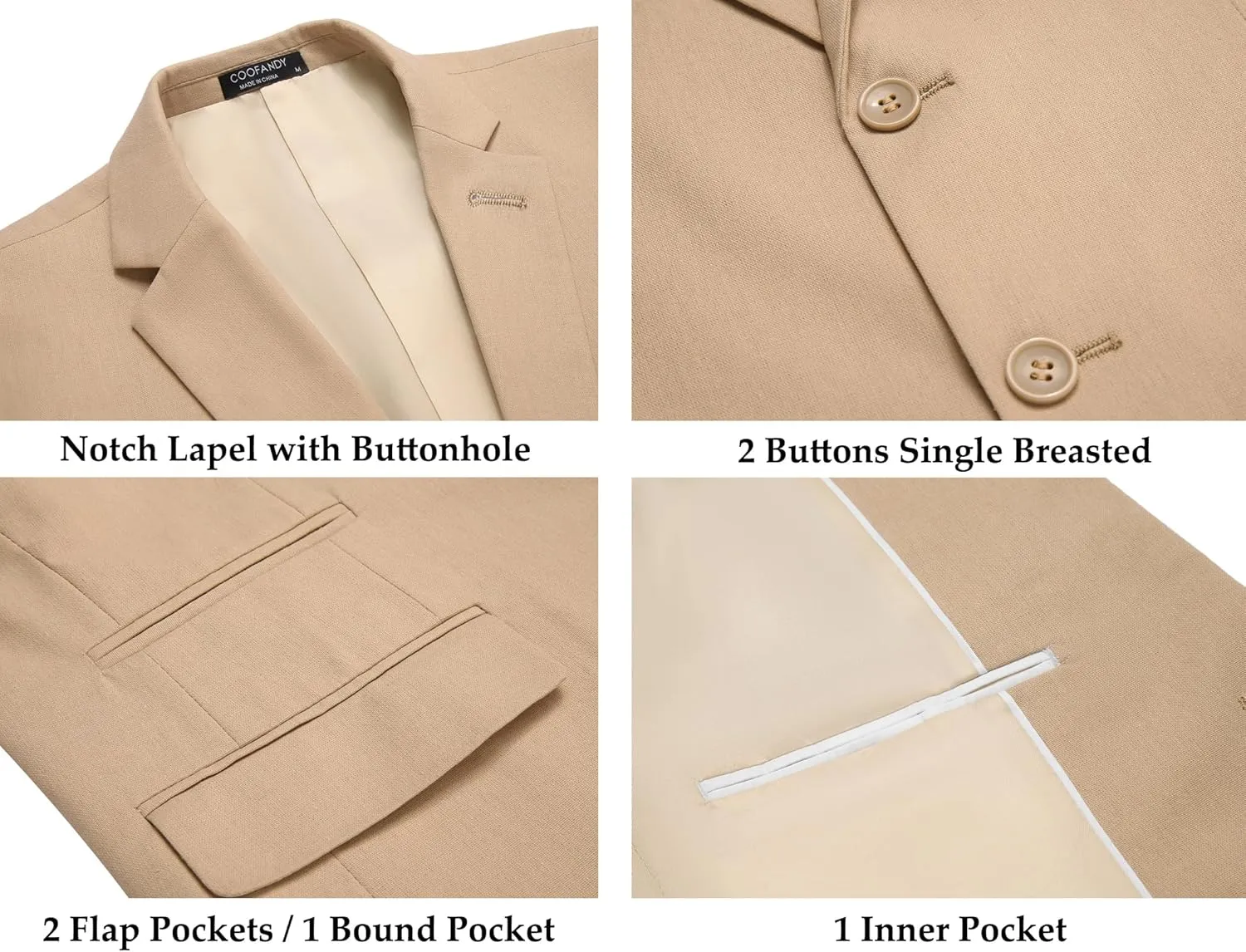 COOFANDY Men's 2 Piece Linen Suits Set Regular Fit Casual Lightweight Blazer Jacket and Pants