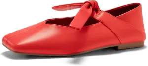 Coutgo Womens Mary Jane Flats Bow Square Toe Ballet Flats Dressy Comfortable Slip on Flat Shoes