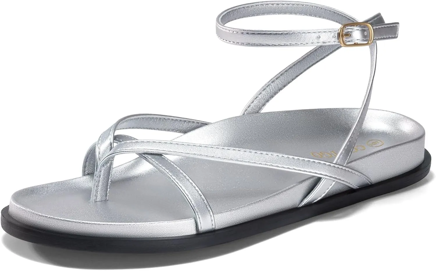 Coutgo Womens Strappy Flat Sandals Comfortable Flip Flop Footbed Sandals Ankle Strap Summer Beach Shoes