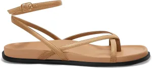 Coutgo Womens Strappy Flat Sandals Comfortable Flip Flop Footbed Sandals Ankle Strap Summer Beach Shoes
