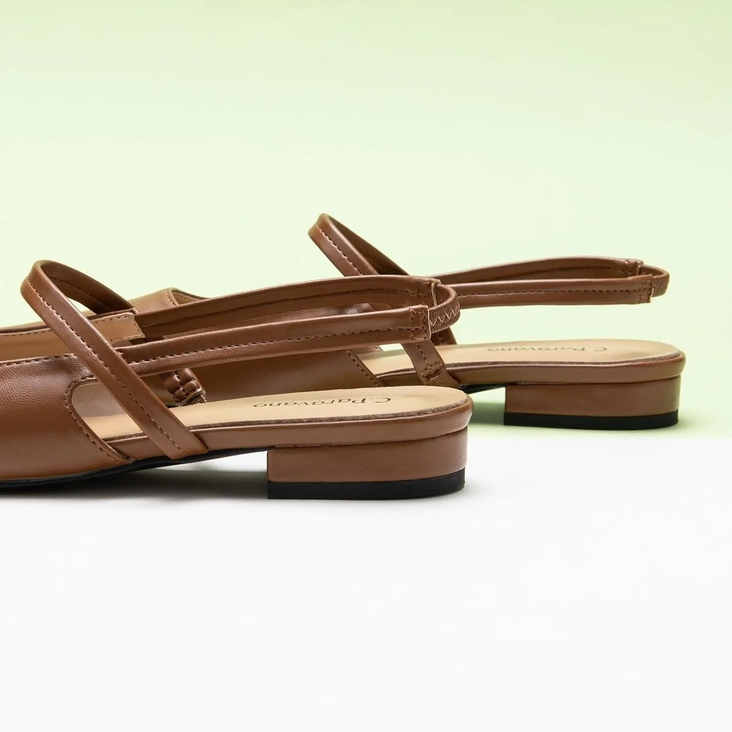 C.Paravano Women's Slingback Flats & Heels - Pointed Toe, Ankle Strap, Comfortable Leather Dress Shoes