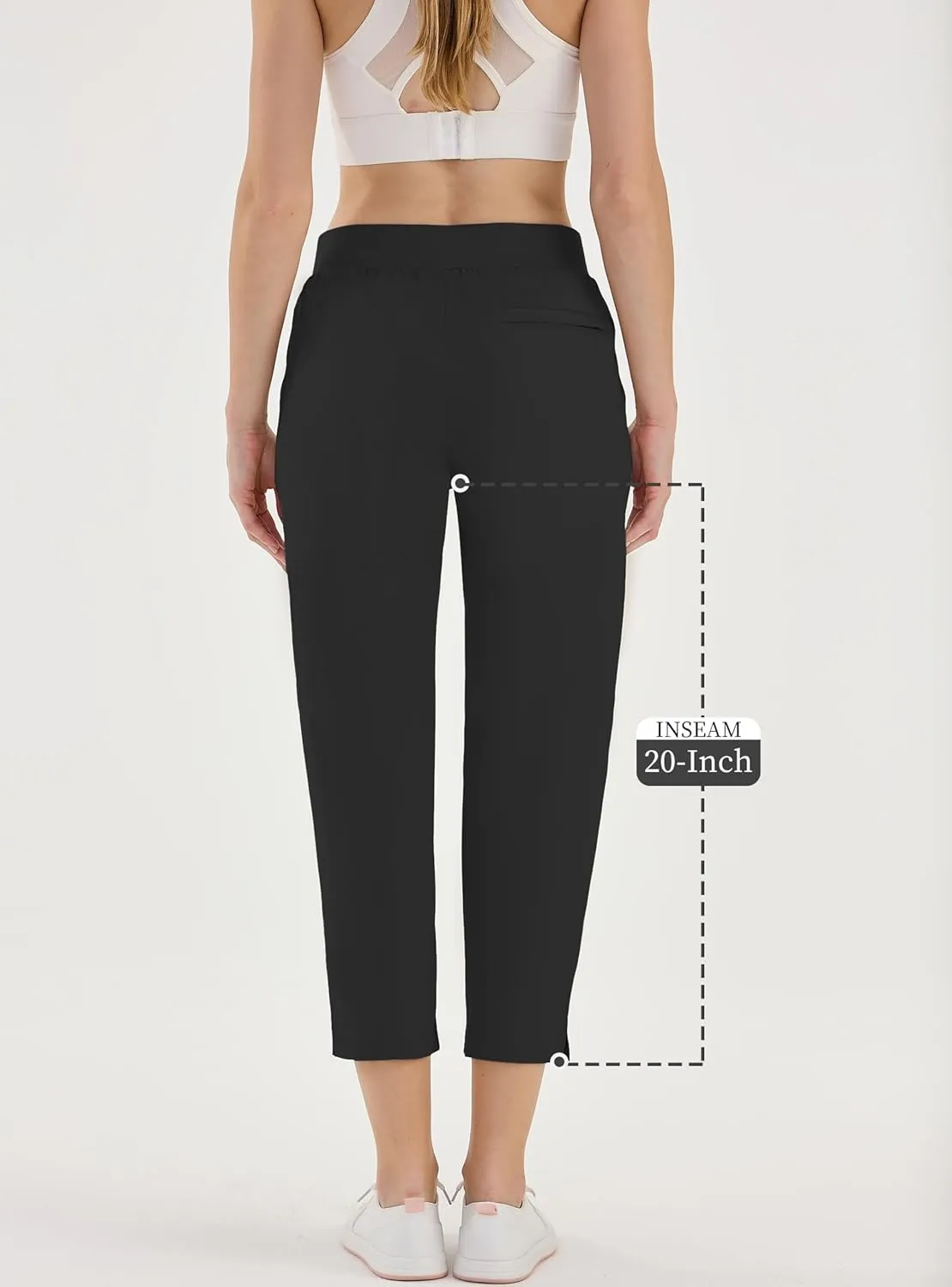 CQC Women's Golf Pants 7/8 Ankle Dress with 4 Zipper Pockets Water Resistant UPF 50  Quick Dry Pants Workout Lounge