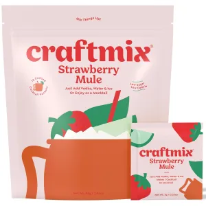 Craftmix Strawberry Mule, Makes 12 Drinks, Skinny Cocktail Mixers Moscow Mule - Mocktail Drink Mixers - Made With Real Fruit - Vegan Low-Carb, Low-Sugar, Non-GMO, Dairy Free, Gluten Free, Easy to Mix