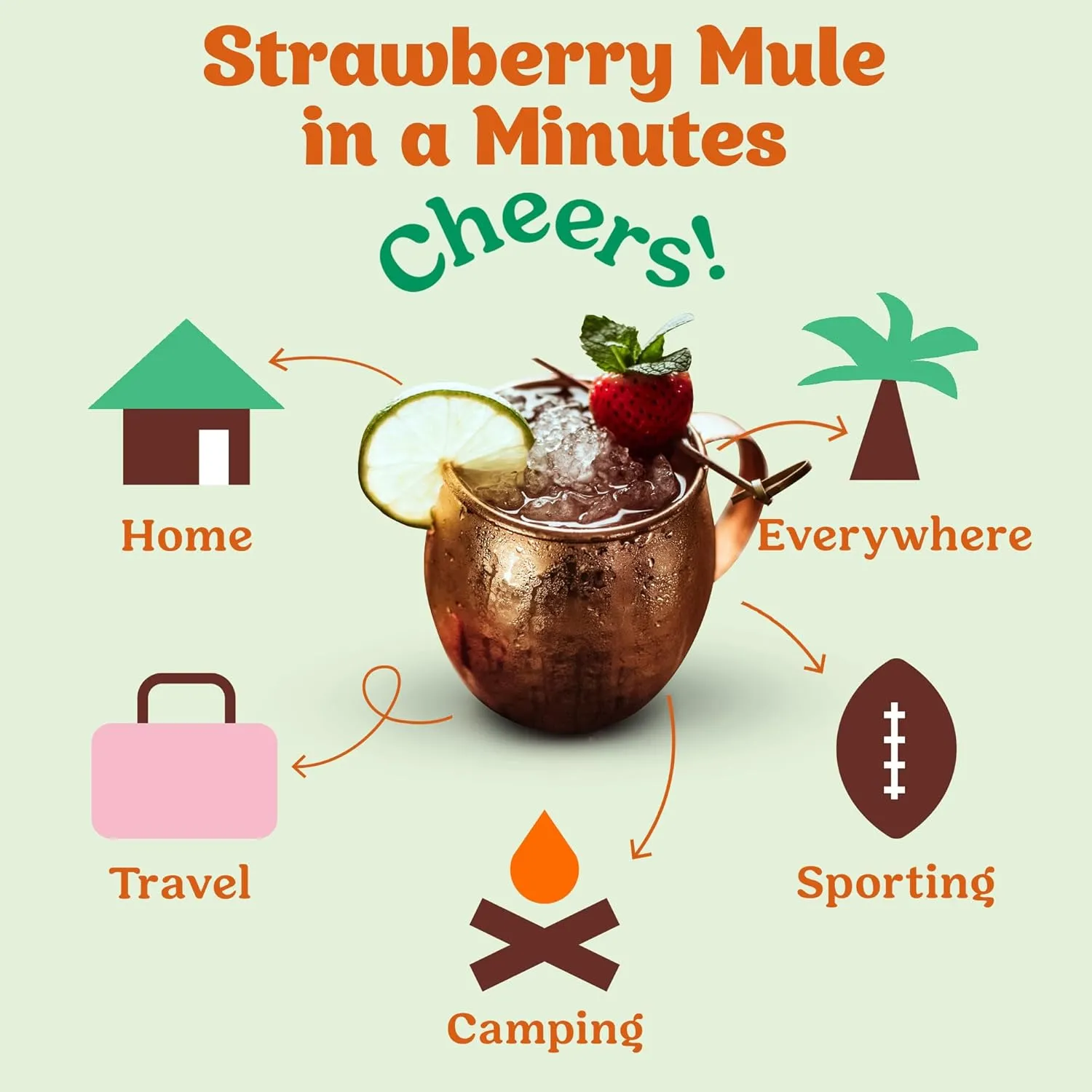 Craftmix Strawberry Mule, Makes 12 Drinks, Skinny Cocktail Mixers Moscow Mule - Mocktail Drink Mixers - Made With Real Fruit - Vegan Low-Carb, Low-Sugar, Non-GMO, Dairy Free, Gluten Free, Easy to Mix