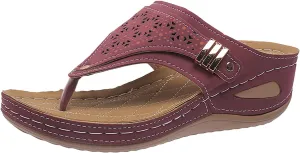 CRNTCEM Women's Orthopedic Flip Flops Wedge Sandals Arch Support Wedges Silppers Comfortable Slip on Beach Casual Walking Sandals Breathable Mesh Sports Dressy Summer Sandal