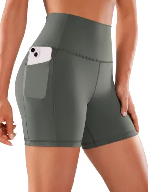 CRZ YOGA Women's Naked Feeling Biker Shorts with Pockets 5'' - High Waisted Yoga Gym Workout Spandex