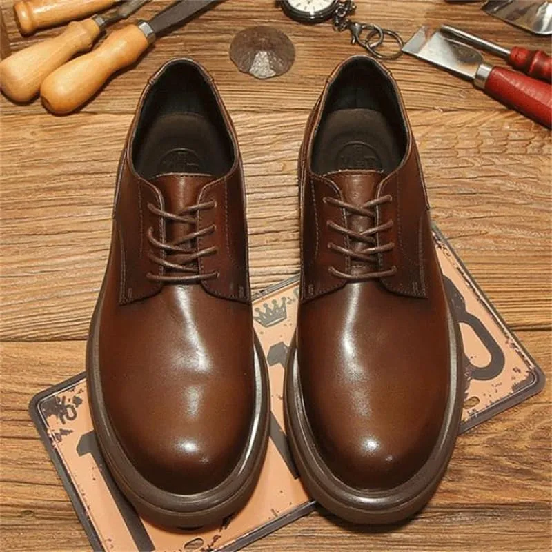 CSCDD Men's Shiny British Soft Sole Business Office Derby Shoes Casual Breathable Versatile Leather Inner Suitable for Commuting