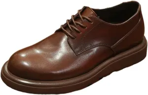 CSCDD Men's Shiny British Soft Sole Business Office Derby Shoes Casual Breathable Versatile Leather Inner Suitable for Commuting