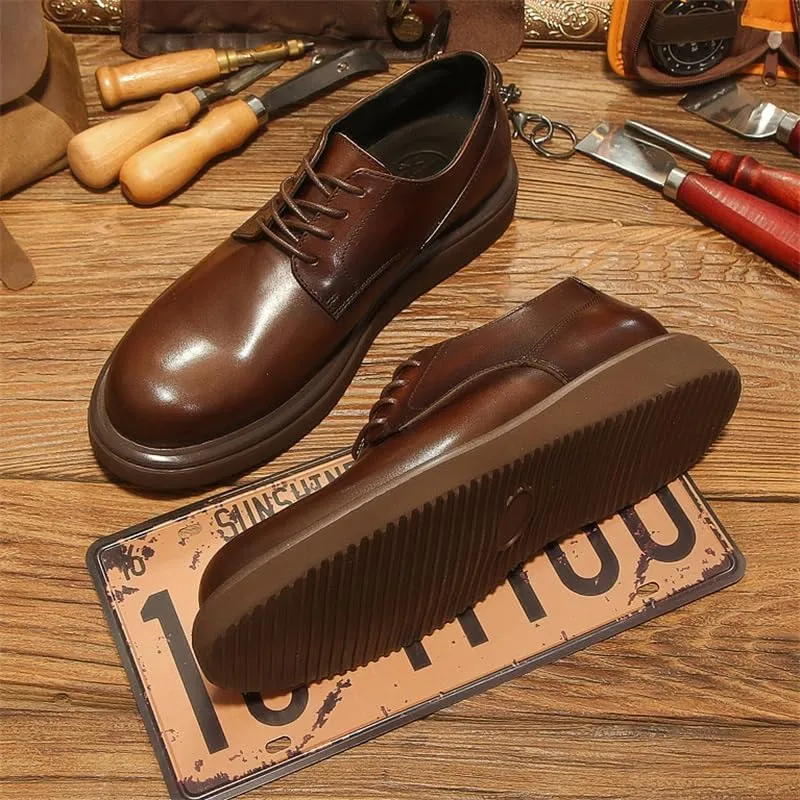 CSCDD Men's Shiny British Soft Sole Business Office Derby Shoes Casual Breathable Versatile Leather Inner Suitable for Commuting