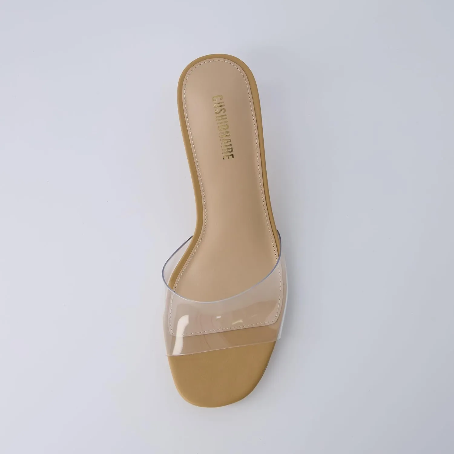 CUSHIONAIRE Women's Doral Lucite Kitten heel mule sandals  Memory Foam, Wide Widths Available