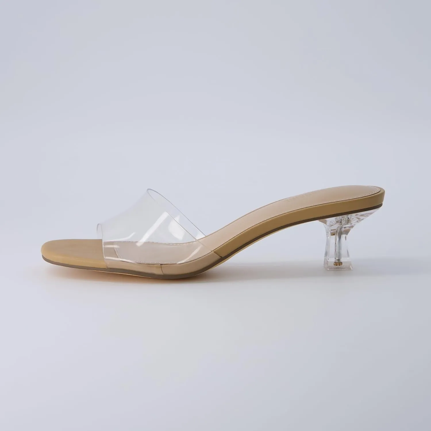 CUSHIONAIRE Women's Doral Lucite Kitten heel mule sandals  Memory Foam, Wide Widths Available