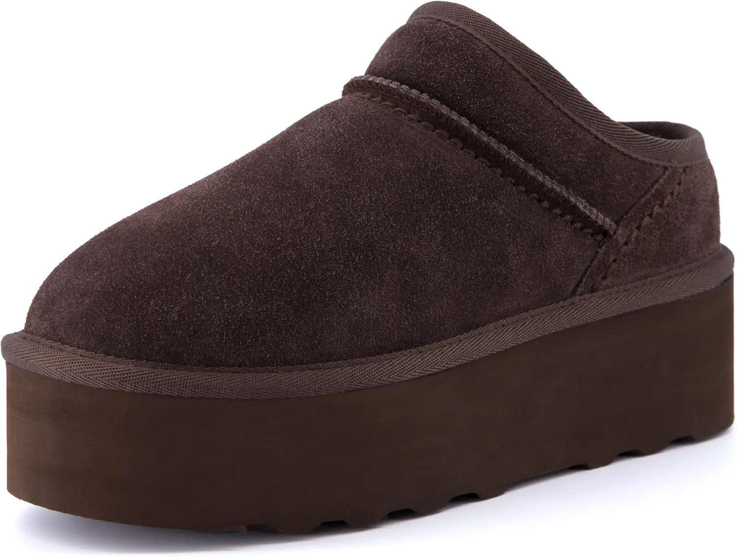 CUSHIONAIRE Women's Huggy Genuine Suede Cozy Mule Platform  Memory Foam, Wide Widths Available