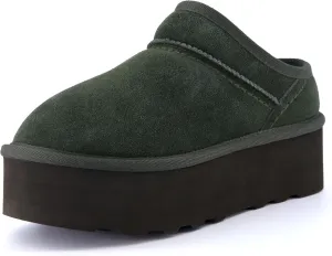 CUSHIONAIRE Women's Huggy Genuine Suede Cozy Mule Platform  Memory Foam, Wide Widths Available