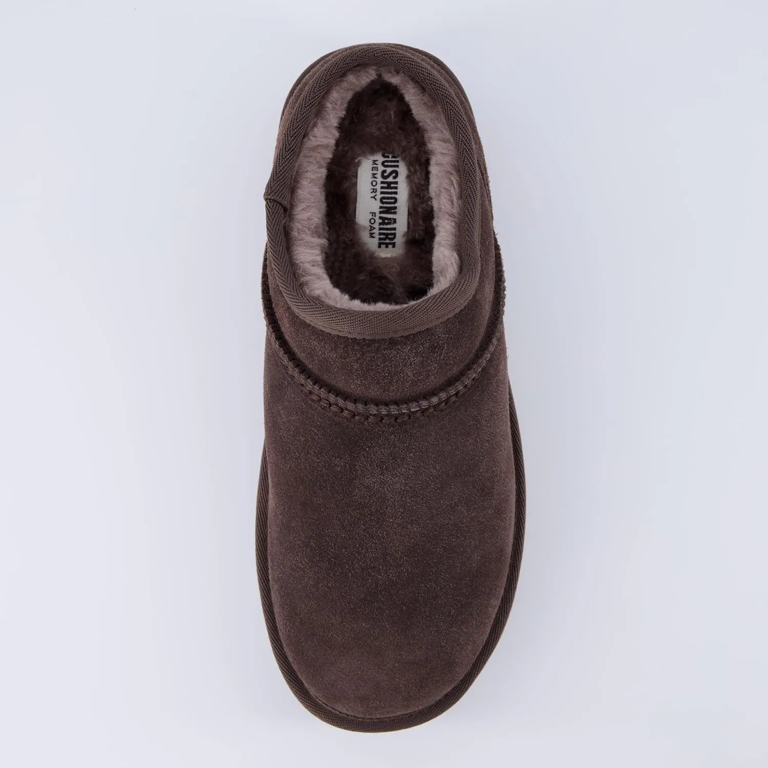 CUSHIONAIRE Women's Huggy Genuine Suede Cozy Mule Platform  Memory Foam, Wide Widths Available