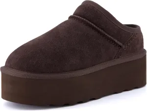 CUSHIONAIRE Women's Huggy Genuine Suede Cozy Mule Platform  Memory Foam, Wide Widths Available