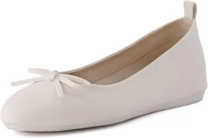 CUSHIONAIRE Women's Windy Hidden Wedge Bow Flat with  Memory Foam and Wide Widths Available