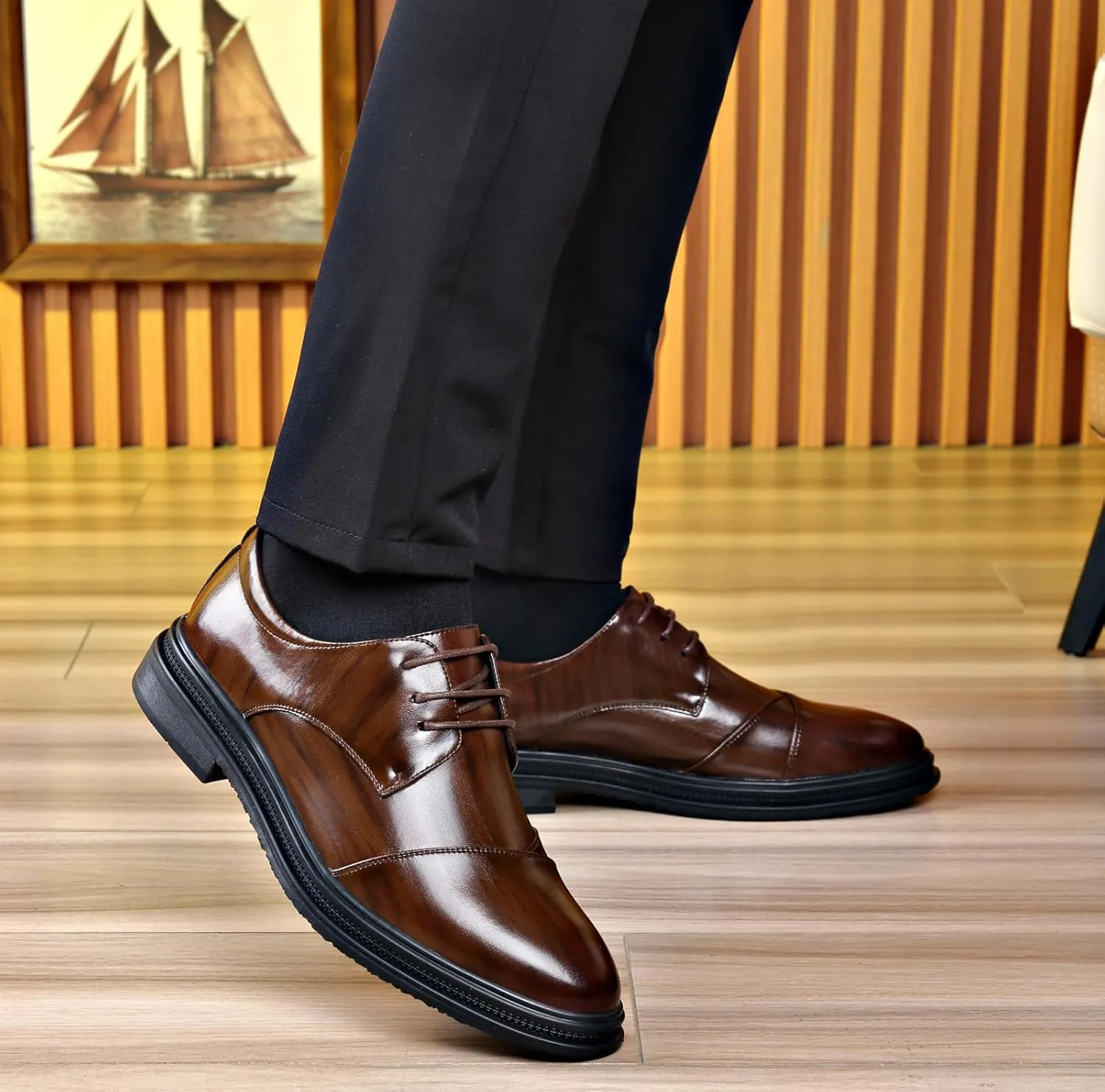 DADAWEN Men's Classic Modern Formal Business Oxford Shoes Lace Up Dress Shoe