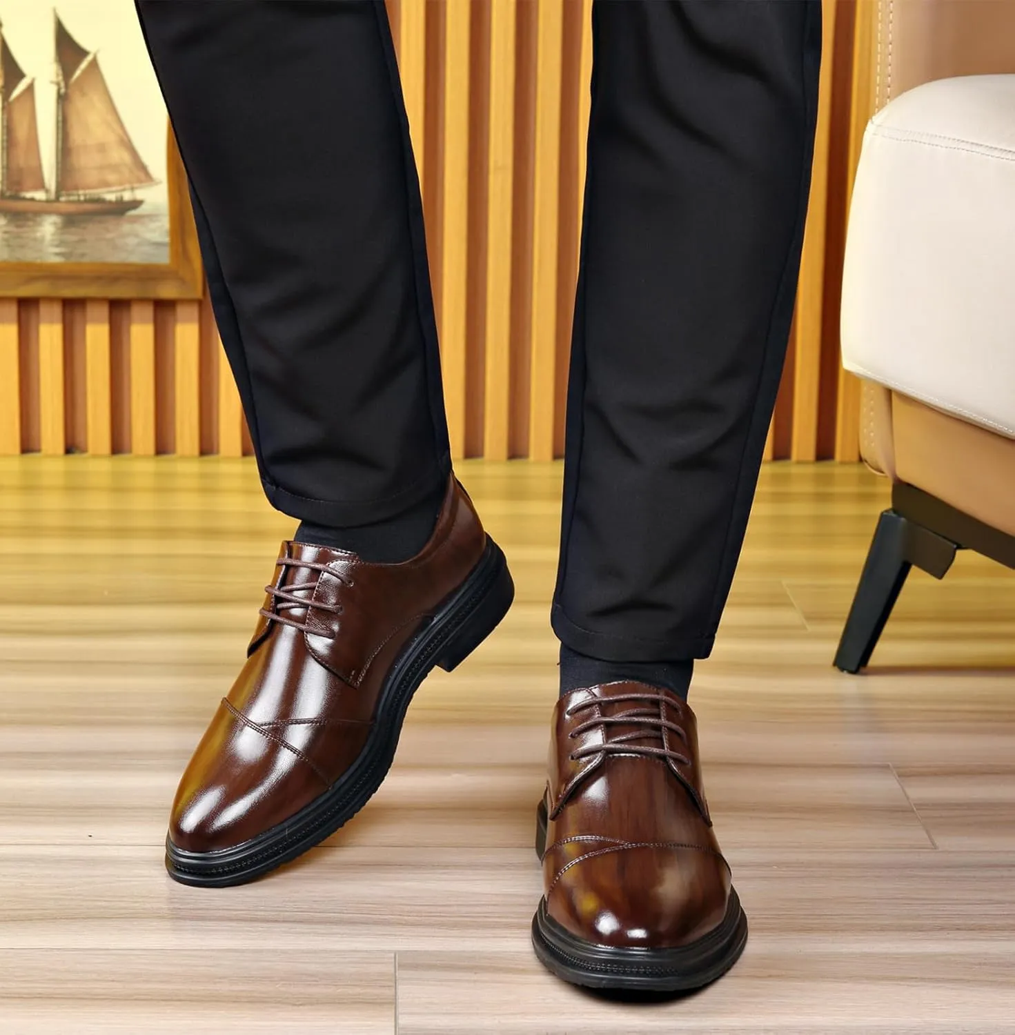 DADAWEN Men's Classic Modern Formal Business Oxford Shoes Lace Up Dress Shoe