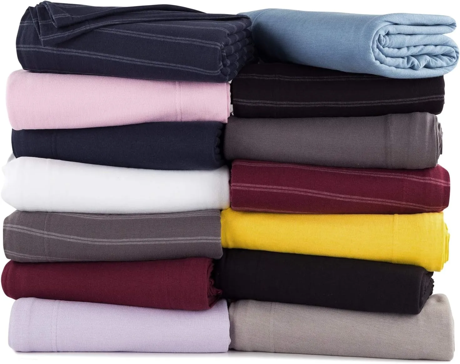 DELANNA Jersey Knit Fitted Sheet Soft Breathable T-Shirt Weave Bottom Sheet Only (RED, QUEEN)