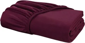 DELANNA Jersey Knit Fitted Sheet Soft Breathable T-Shirt Weave Bottom Sheet Only (RED, QUEEN)
