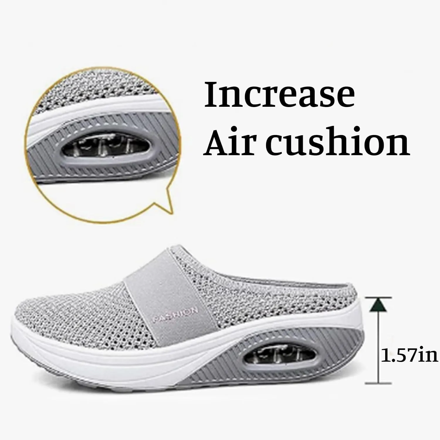 Diabetic Air Cushion Slip On Walking Shoes Mesh Breathable Closed Toe Orthopedic Slippers with Arch Support Soft Comfortable Slides Mules Unisex