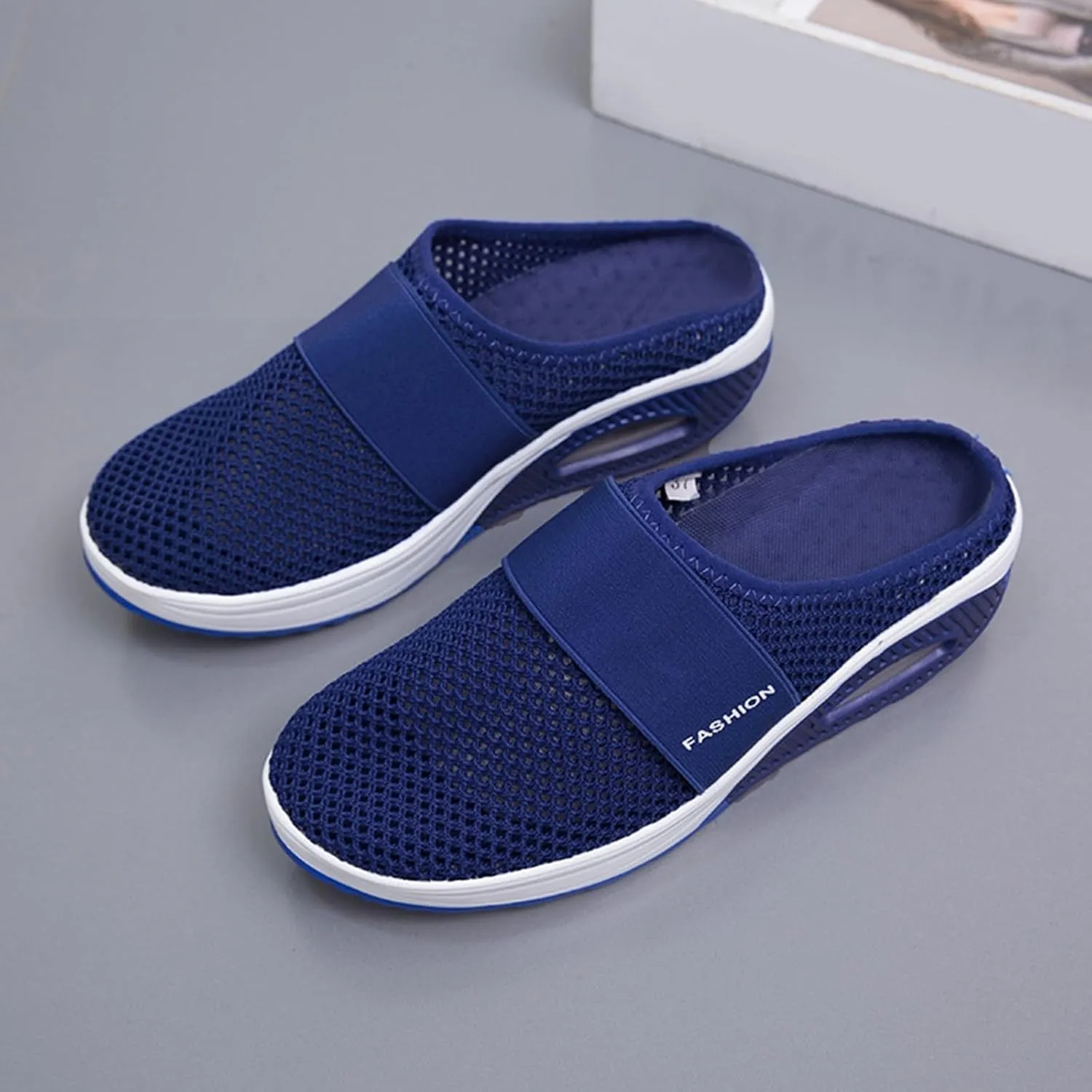 Diabetic Air Cushion Slip On Walking Shoes Mesh Breathable Closed Toe Orthopedic Slippers with Arch Support Soft Comfortable Slides Mules Unisex