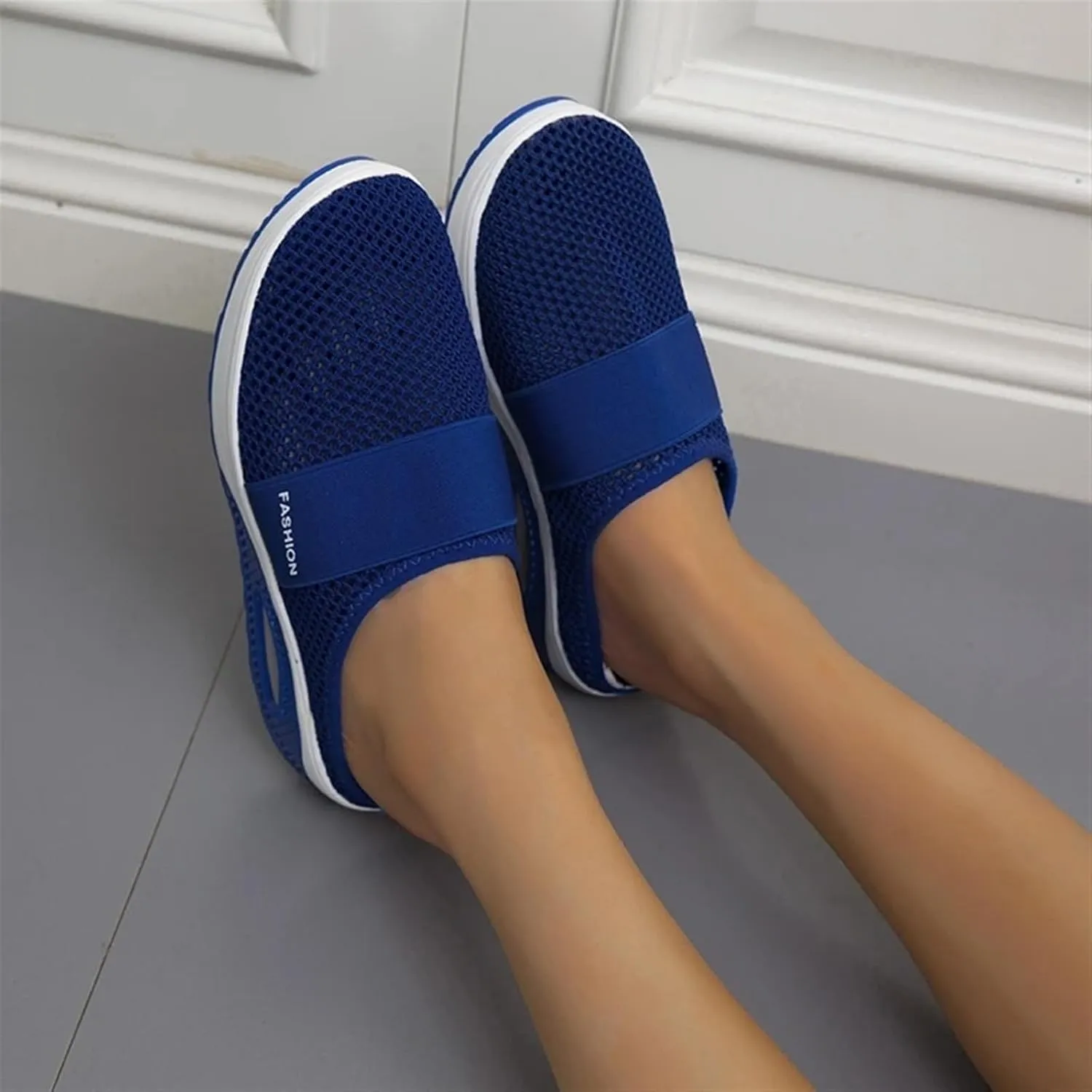 Diabetic Air Cushion Slip On Walking Shoes Mesh Breathable Closed Toe Orthopedic Slippers with Arch Support Soft Comfortable Slides Mules Unisex
