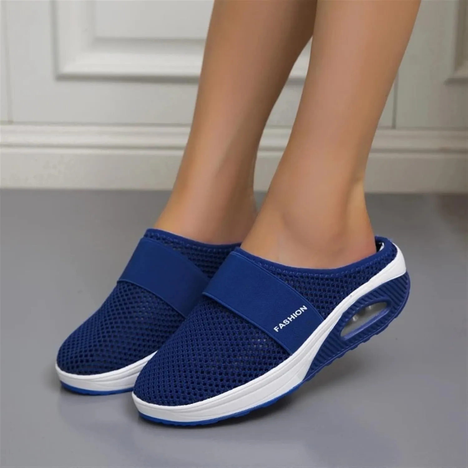 Diabetic Air Cushion Slip On Walking Shoes Mesh Breathable Closed Toe Orthopedic Slippers with Arch Support Soft Comfortable Slides Mules Unisex