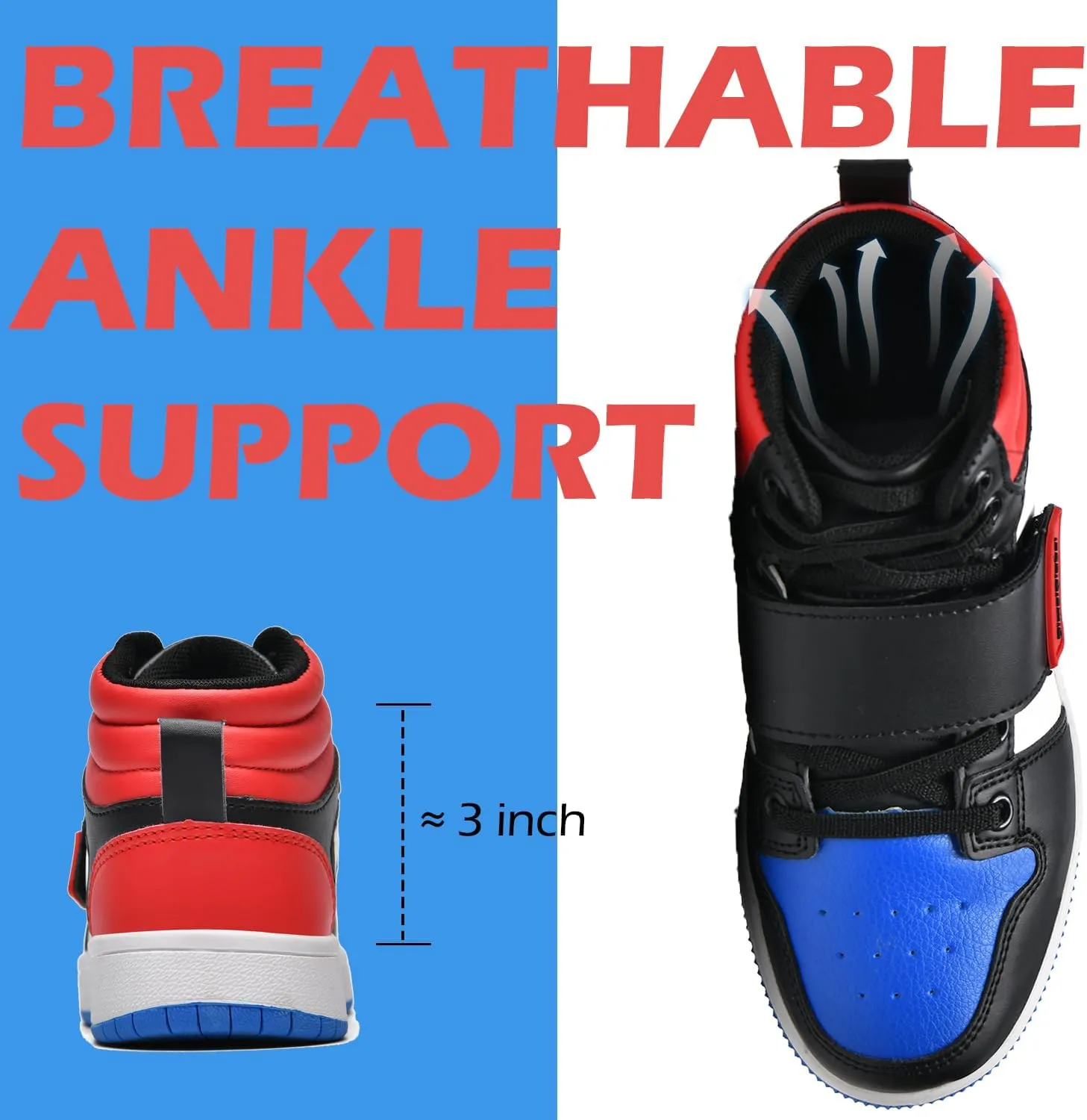 DimaiGlobal Kids Basketball Shoes Boys Girls High Top Sneakers for Youth Durable Sports Shoes Breathable Skate Shoes School Trainers