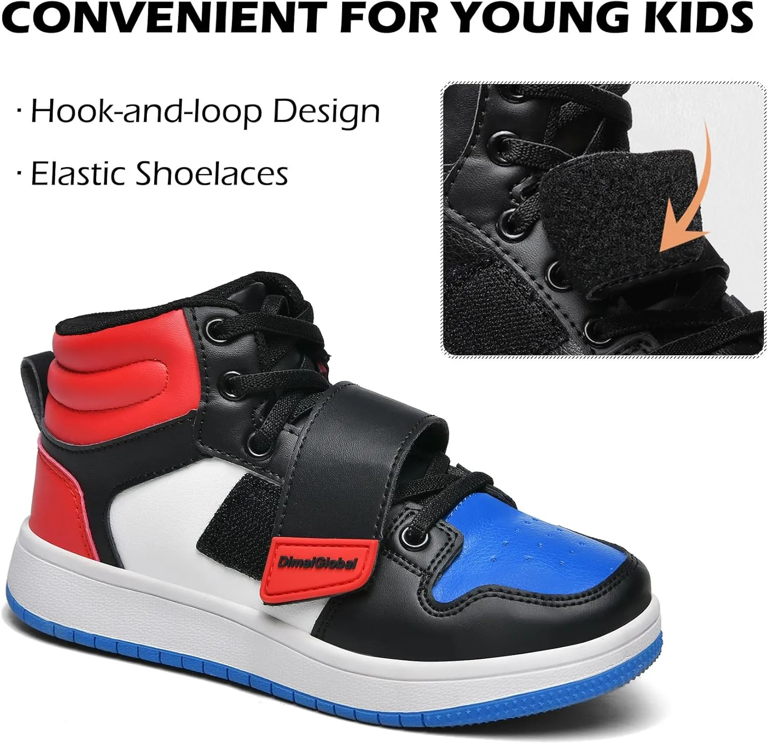 DimaiGlobal Kids Basketball Shoes Boys Girls High Top Sneakers for Youth Durable Sports Shoes Breathable Skate Shoes School Trainers