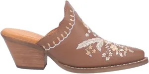 Dingo Womens Wildflower Floral Embroidered Round Toe Mule Casual Boots Mid Heel 2-3" - Off White