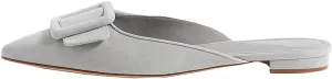 Divanne Mules for Women, Buckle Flat Mules Pointed Toe Backless Mule Slides Suede Slip On Loafers