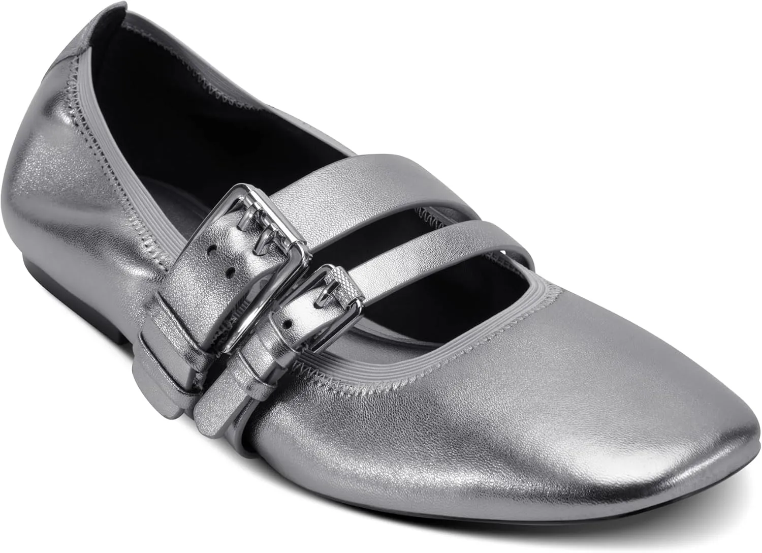 DKNY Women's Dade Ballet Flat with Double Buckle Strap Mule
