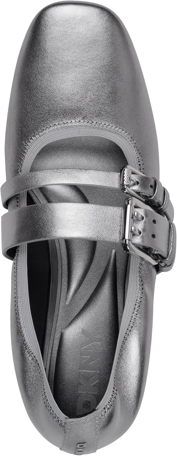 DKNY Women's Dade Ballet Flat with Double Buckle Strap Mule