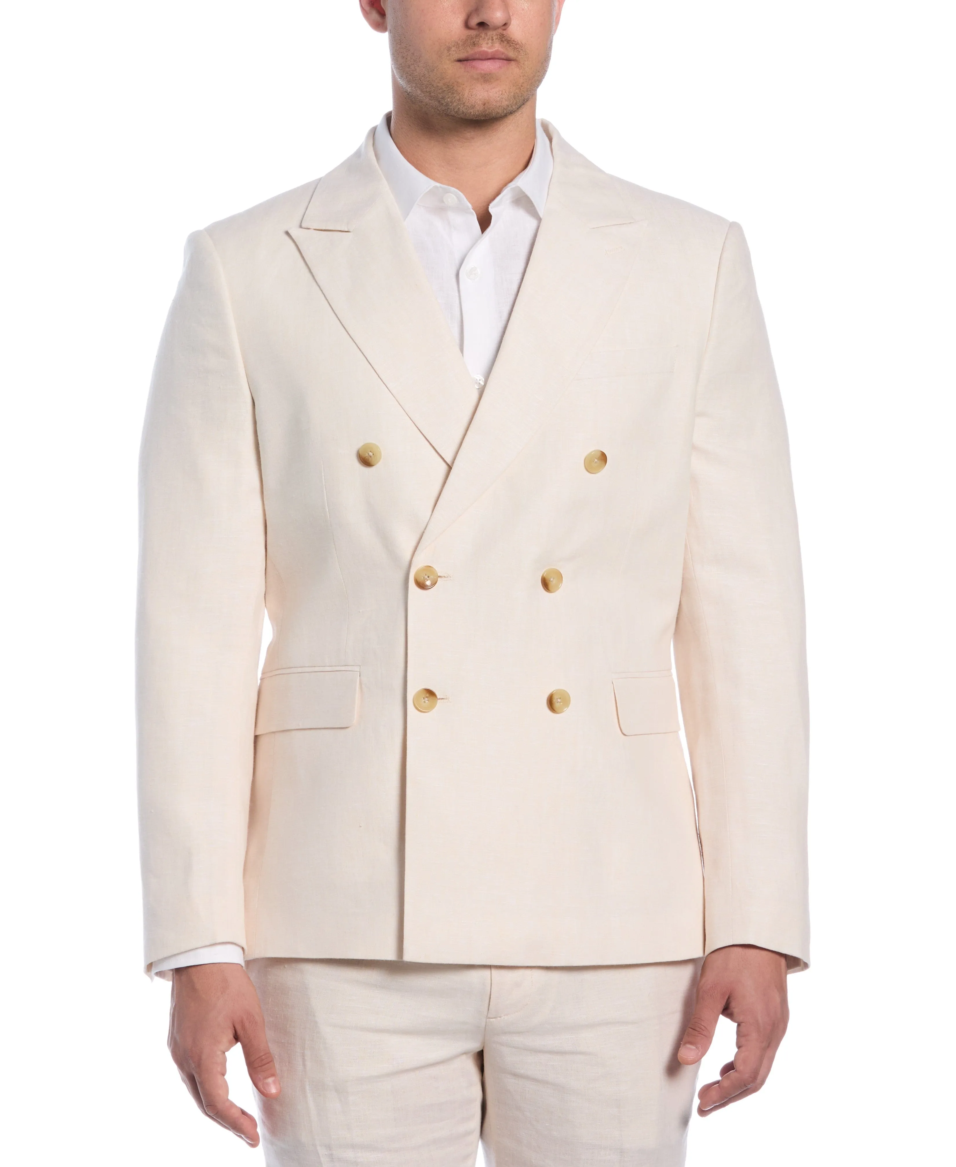 Double Breasted Delave Linen Whitecap Grey Suit