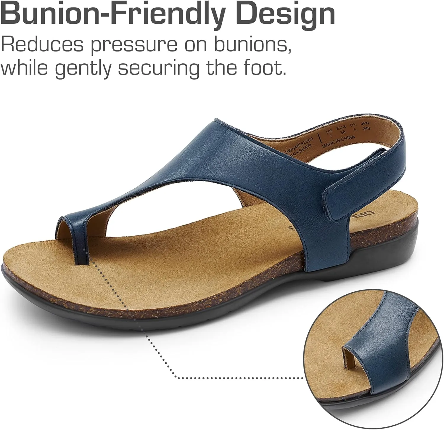 DREAM PAIRS Women's Comfortable Cork Footbed Arch Support Sandals Casual to Dressy Thong Walking Flat Sandals for Summer