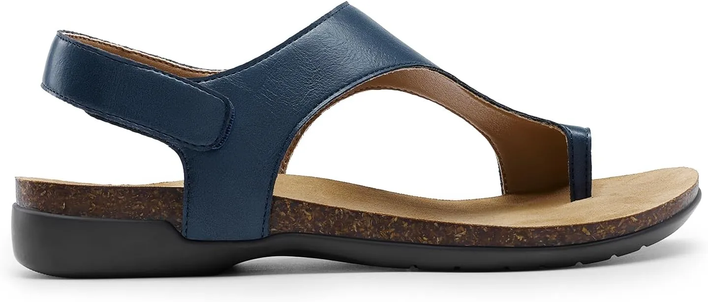 DREAM PAIRS Women's Comfortable Cork Footbed Arch Support Sandals Casual to Dressy Thong Walking Flat Sandals for Summer