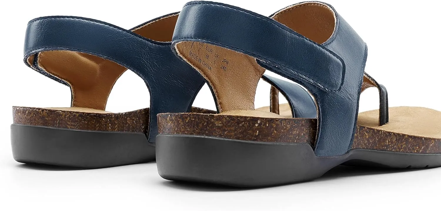 DREAM PAIRS Women's Comfortable Cork Footbed Arch Support Sandals Casual to Dressy Thong Walking Flat Sandals for Summer