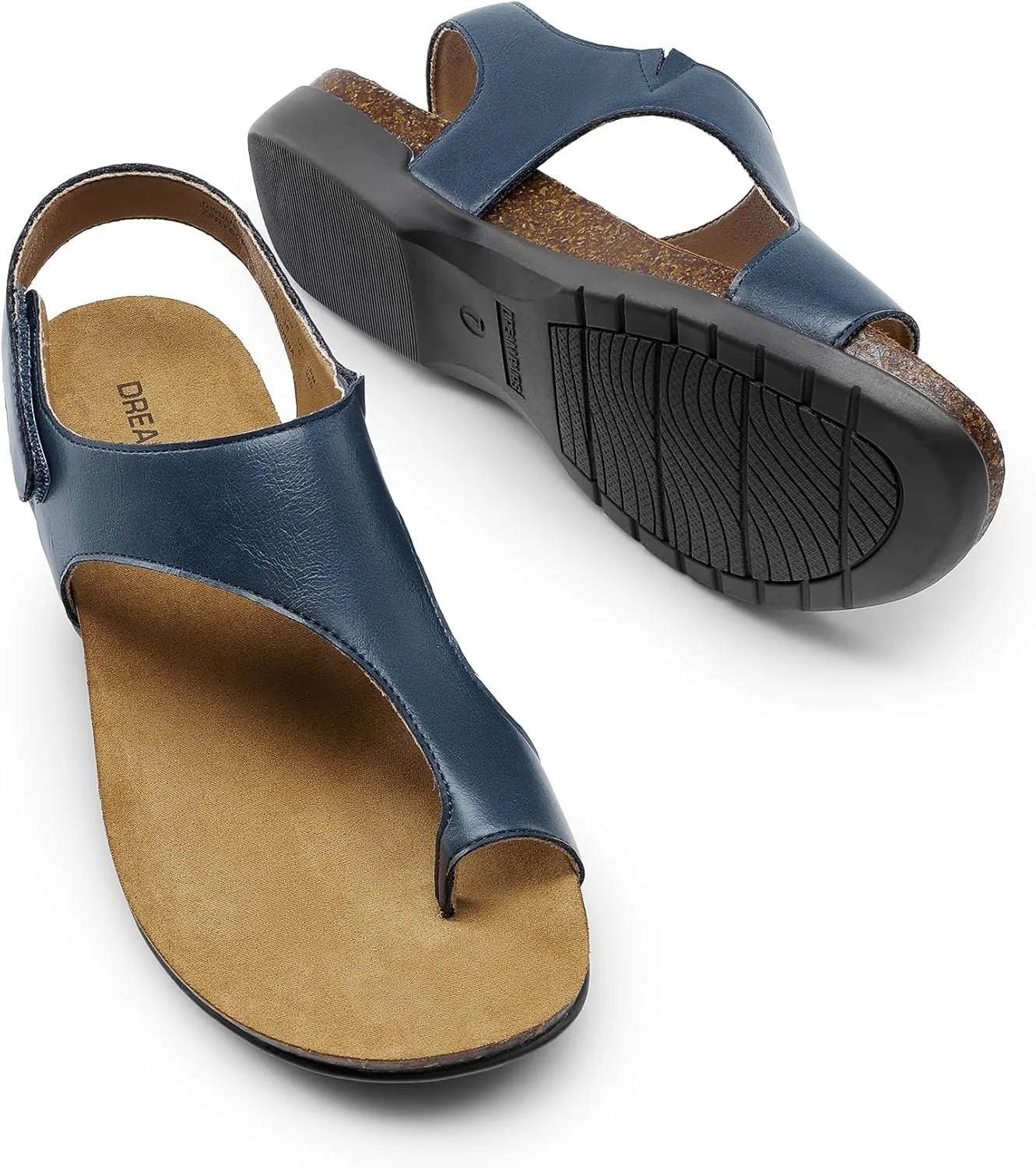 DREAM PAIRS Women's Comfortable Cork Footbed Arch Support Sandals Casual to Dressy Thong Walking Flat Sandals for Summer