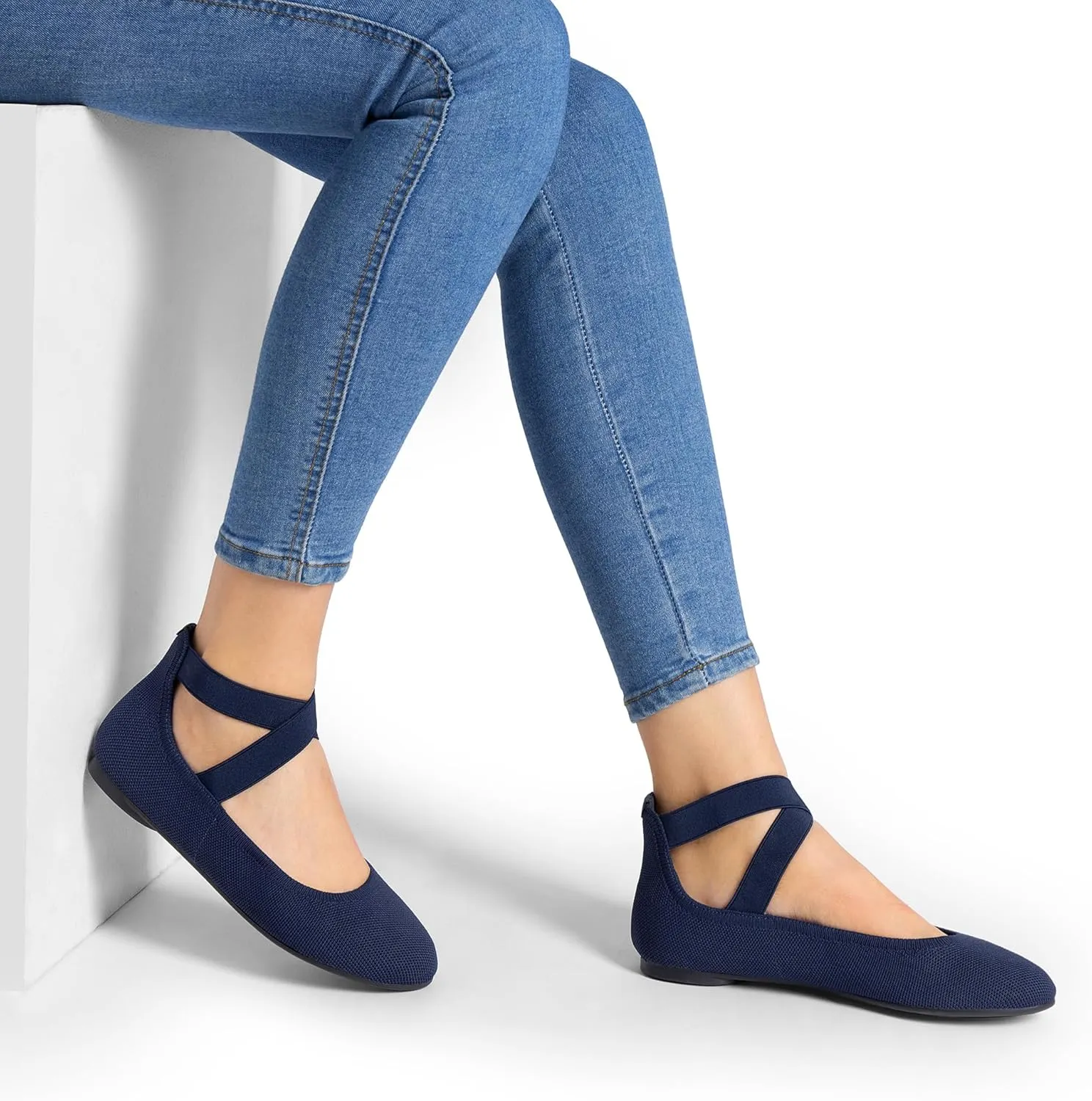 DREAM PAIRS Women's Comfortable Fashion Elastic Ankle Straps Flats Shoes