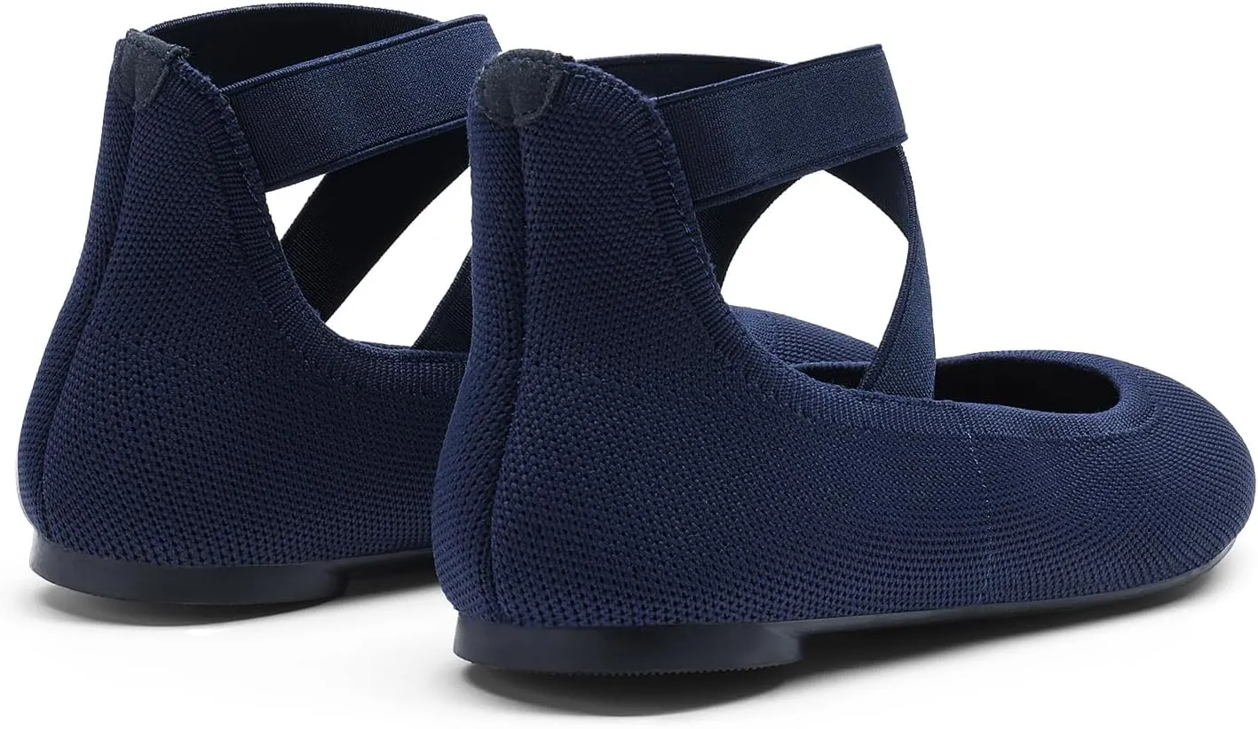 DREAM PAIRS Women's Comfortable Fashion Elastic Ankle Straps Flats Shoes