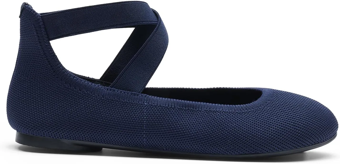 DREAM PAIRS Women's Comfortable Fashion Elastic Ankle Straps Flats Shoes