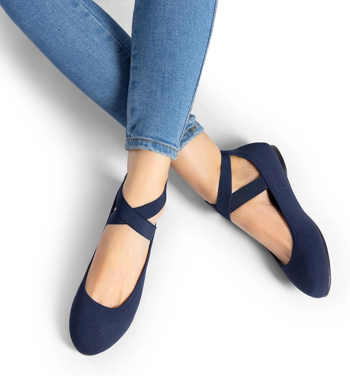 DREAM PAIRS Women's Comfortable Fashion Elastic Ankle Straps Flats Shoes