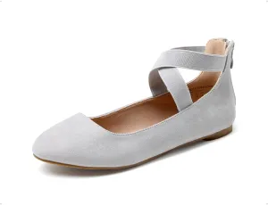 DREAM PAIRS Women's Comfortable Fashion Elastic Ankle Straps Flats Shoes