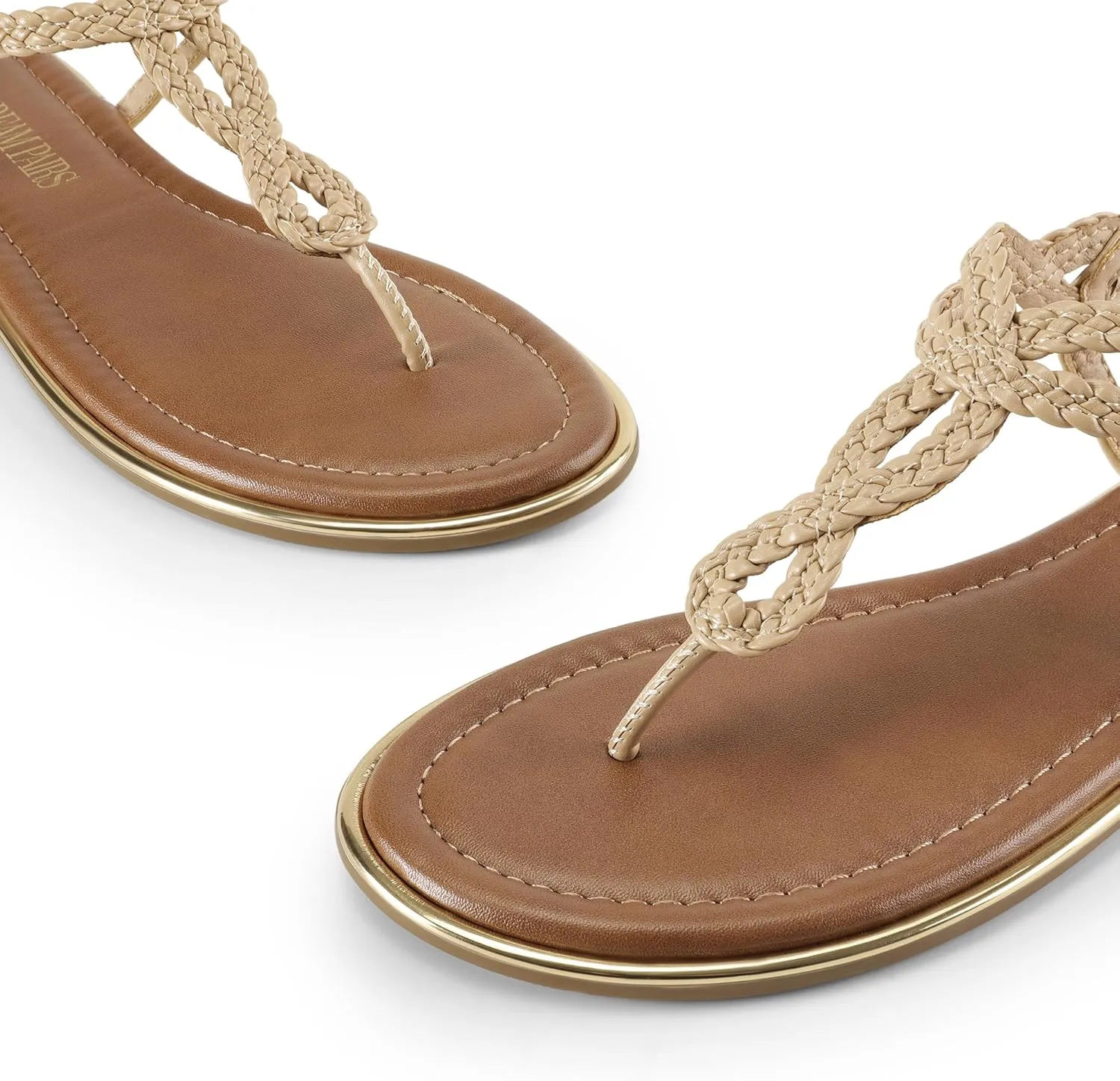 DREAM PAIRS Women's Flat Sandals Dressy Summer Stappy Comfortable Ankle Elastic T-Strap Beach Thong Sandals