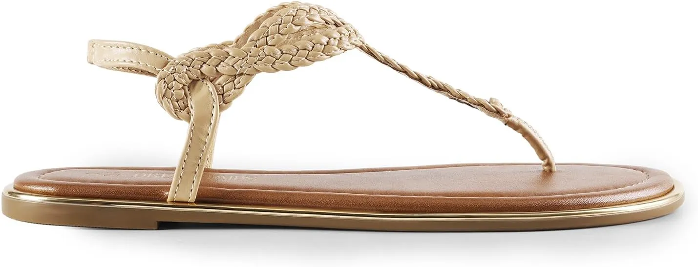 DREAM PAIRS Women's Flat Sandals Dressy Summer Stappy Comfortable Ankle Elastic T-Strap Beach Thong Sandals