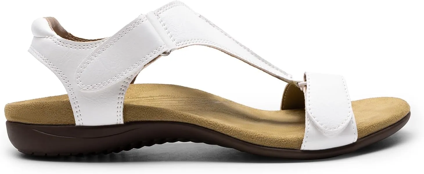 DREAM PAIRS Womens Sandals Arch Support T-Strap Orthopedic Flat Sandals Comfortable Summer Shoes